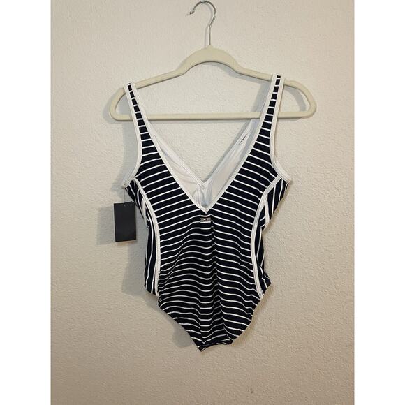 NWT Tommy Hilfiger Size 12 bathing suit One Piece Swimsuit blue stripes Swim - Picture 3 of 7
